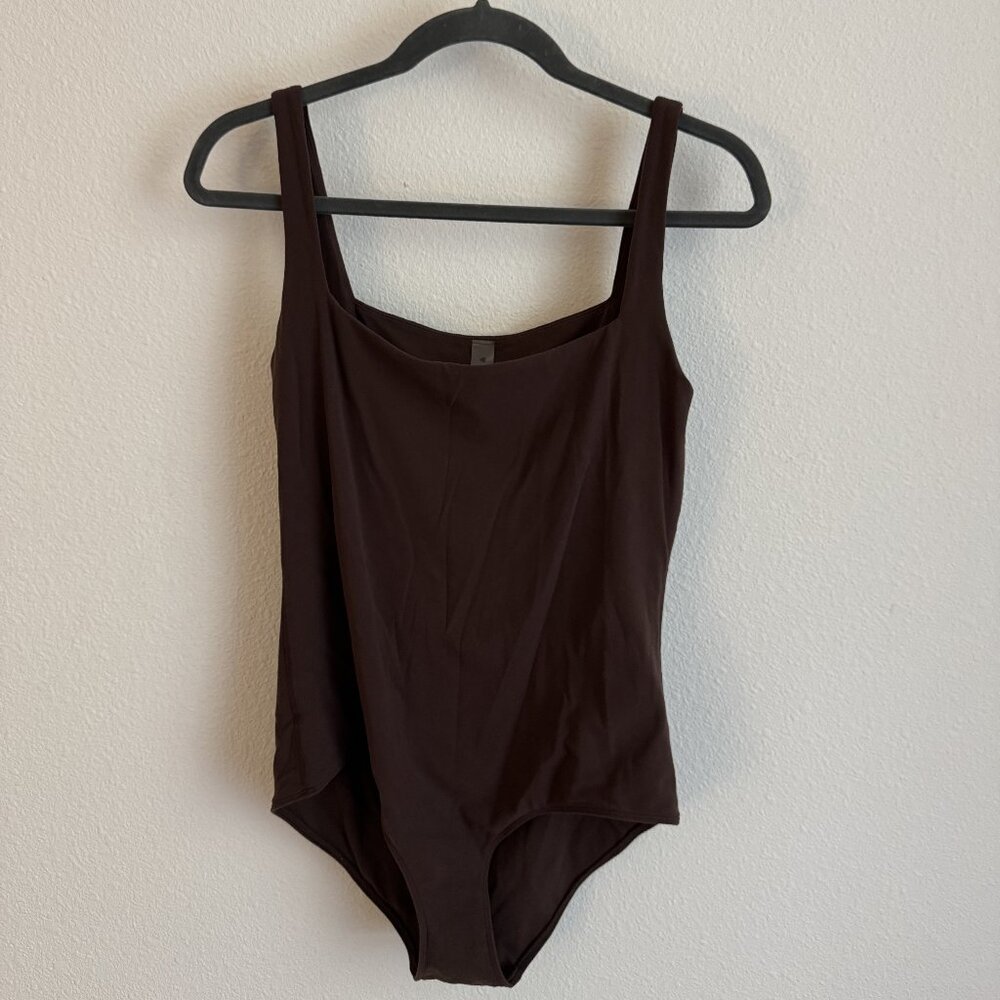 Large TNA Square-Neck Bodysuit in Chocolate Brown